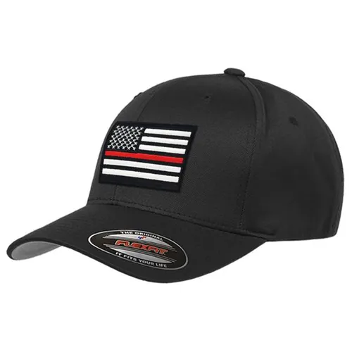 Thin Blue Line FlexFit Thin Red Line Embroidered Hat Black Large - Thin Blue Line