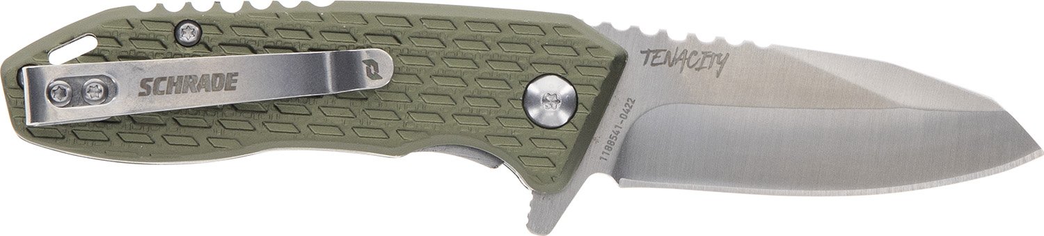 Schrade 1159317 Tenacity: Compact Folder with Modified Drop Point AUS-10A SS Blade, Aluminum Handle, Liner Lock, Ultra Glide Technology - SCH