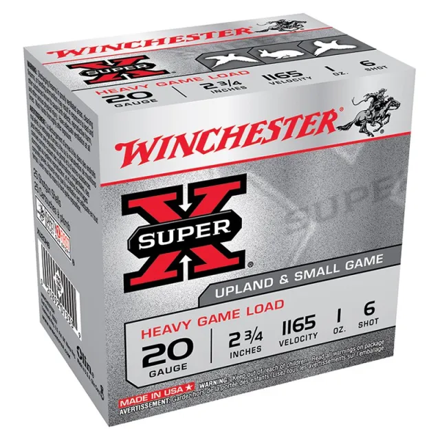 Winchester Super-X 20GA 2.75" 1165FPS 1oz #6 Lead Shot - 250rd Case