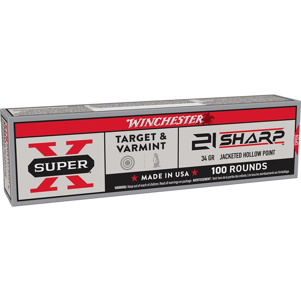 Winchester X21JHP Super X 21Sharp 34gr JHP Ammo 100/Box - Winchester - 21 Sharp