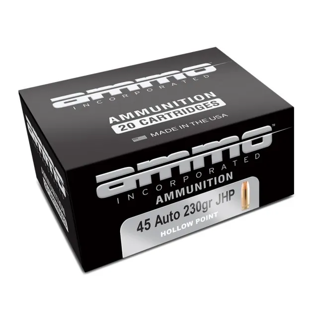 Ammo Inc 45230JHPA20 .45ACP 230gr JHP 20 Rounds Self Defense Ammo - Ammo Inc. - .45 ACP