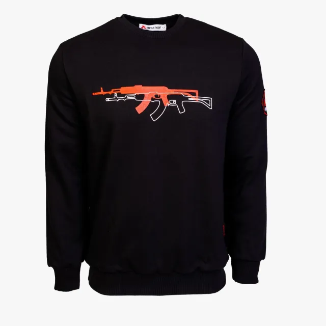 Arsenal Large Black Cotton-Poly Standard Fit Graphic Pullover Sweater - Arsenal