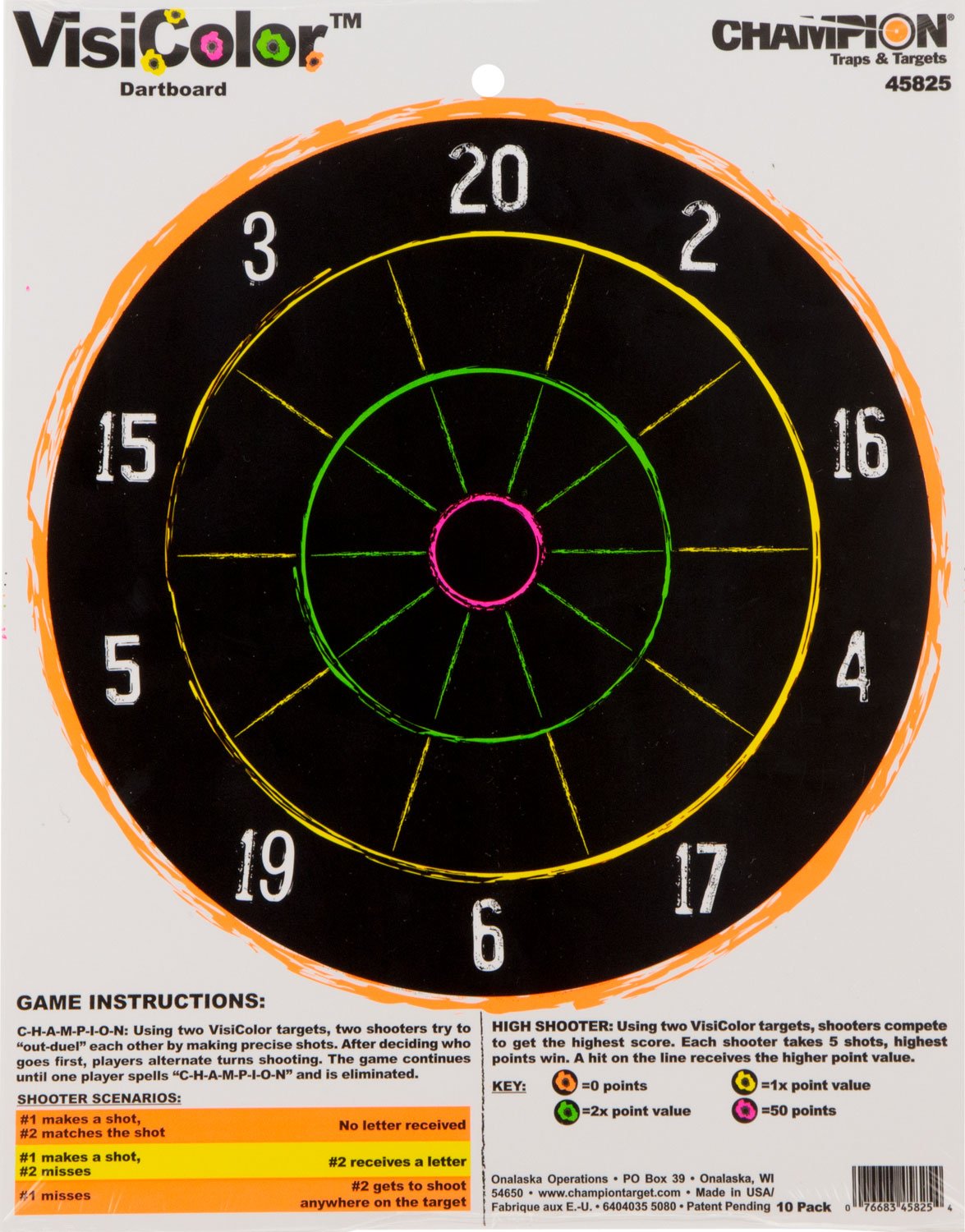 Buy Champion Targets VisiColor Hanging Paper Dart Board 45825 online