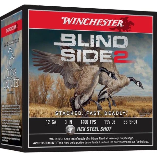 Winchester Blind Side 2 12 ga. 3" 1 3/8 oz. Hex Steel BB Shot 1400 FPS - Winchester - 12 GAUGE