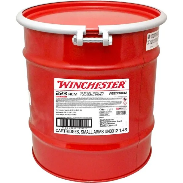 Winchester W223DRUM 223 REMINGTON 55GR FULL METAL JACKET 14000 ROUNDS PER BUCKET - Winchester - 223 REMINGTON for sale at Gun Club HQ