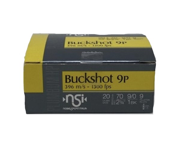 Buy Noble Sport Plumbum Buckshot Shotshells 20 ga 2-3/4 9 pellet 1300 fps #1 10/ct online