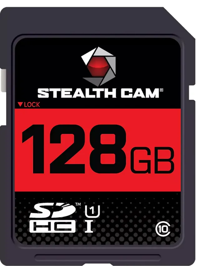Walker's STC128GB SD Card 128GB Class 10 Black/Red High-Speed - Stealth Cam