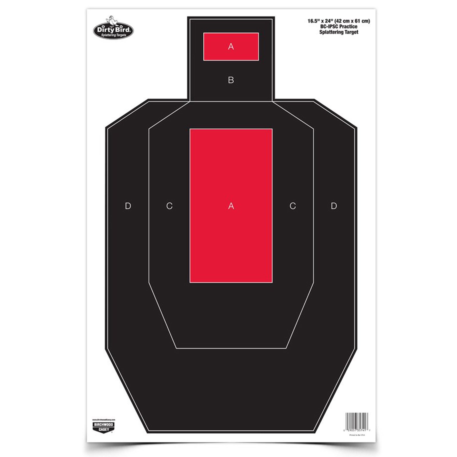 Birchwood Casey 35743 Dirty Bird IPSC Target 16.5 x 24 Red Black 3 Pack - Birchwood Casey