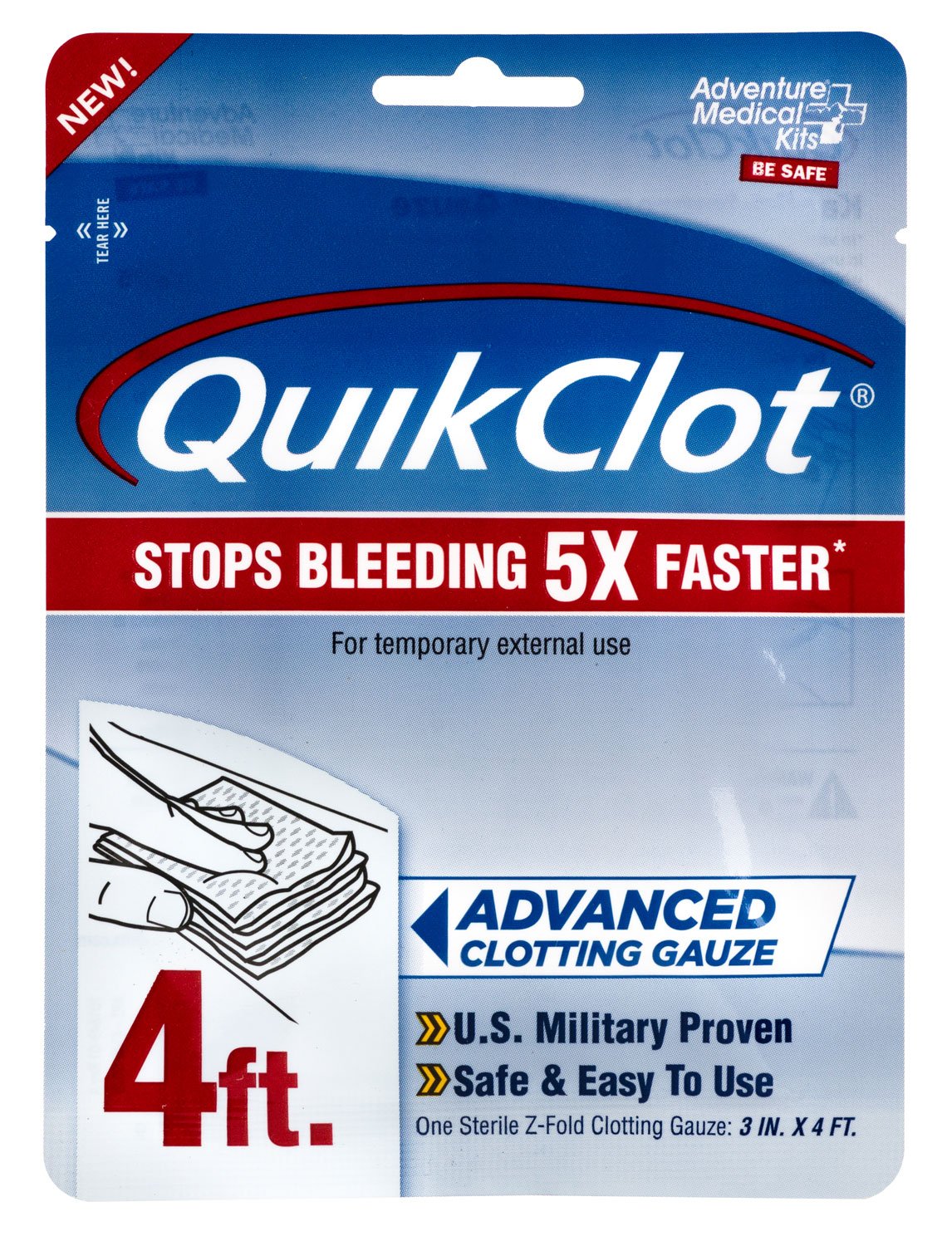 Adventure Medical Kits QuikClot Stop Bleeding Gauze 3" x 48" White