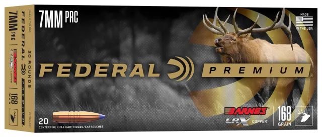 Federal P7PRCLRX1 Premium 7mmPRC 168gr Barnes LRX Lead Free 20 Per Box/10 Case