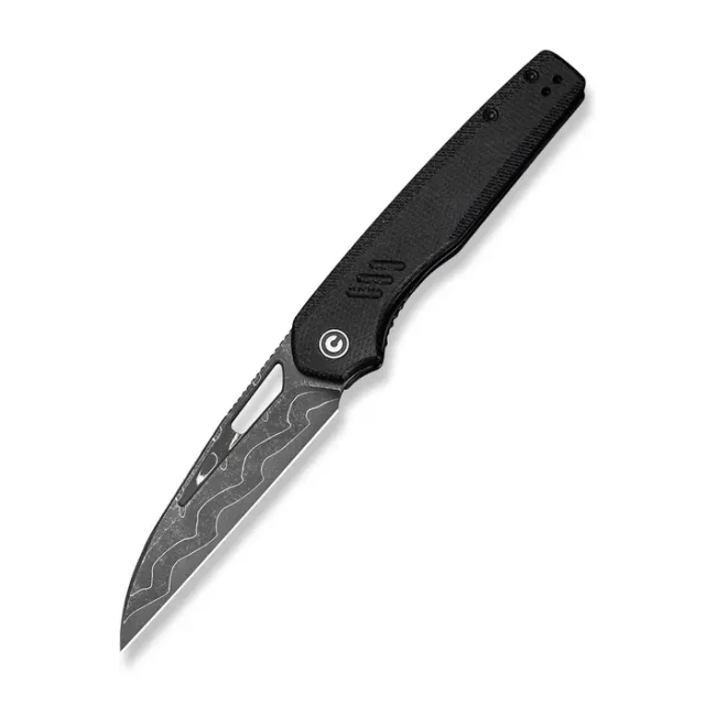 Guile Front Flipper & Thumb Hole Knife Black Canvas Micarta Handle - CIVIVI Knives
