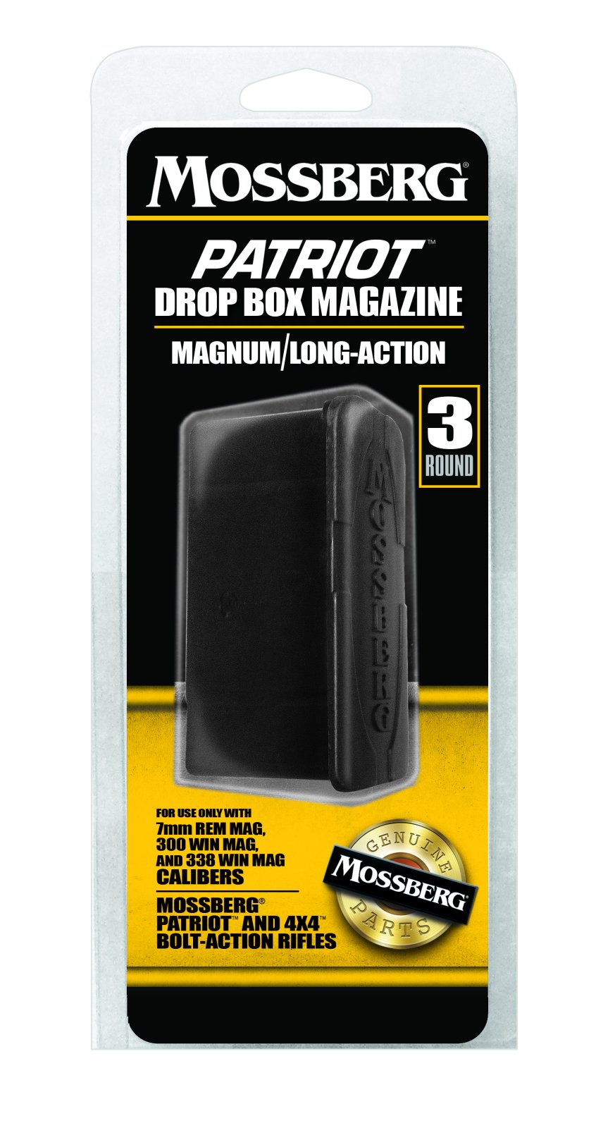 Mossberg 95034 Drop Box Magazine 3-Rounds Black for 338 Win Mag/300 Win Mag - Mossberg - Multi