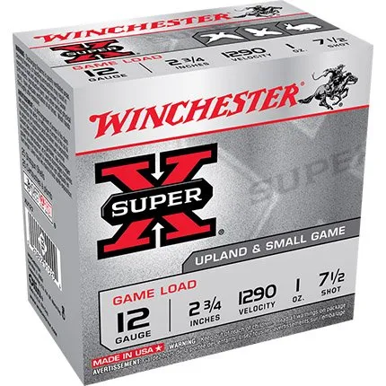 12 GA 2-3/4" #7.5 SUPER-X UPLAND 1 OZ SUPER-X RD/Box 25-RD/CASE 250-BX/CASE 10 CASE PER PALLET 104