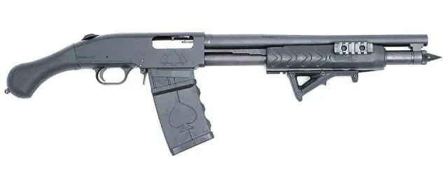 BLACK ACES TAC MAG FED SHOCKWAVE 12 GA 15" PUMP SHTGN BLK W/BAT TRIRAIL MAGP GRIP SGP 27.5" 2/5RD