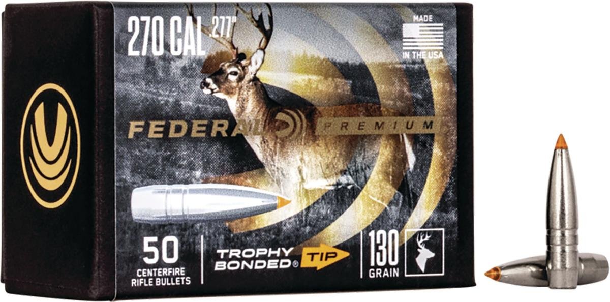 Federal PB277TT130 .277 130 Gr Trophy Bonded Bullets 270 Caliber - Federal Premium Ammunition - 270 CALIBER