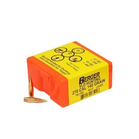 Berger 60-27502 Match Grade .270 Cal 140gr VLD Hunter Bullets 100/Box - Berger Bullets - 270