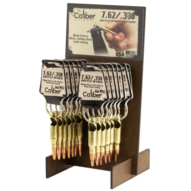 Caliber Gourmet CCOCBG-1017 308 Bottle Opener Keychain Display, Gold - Caliber Gourmet