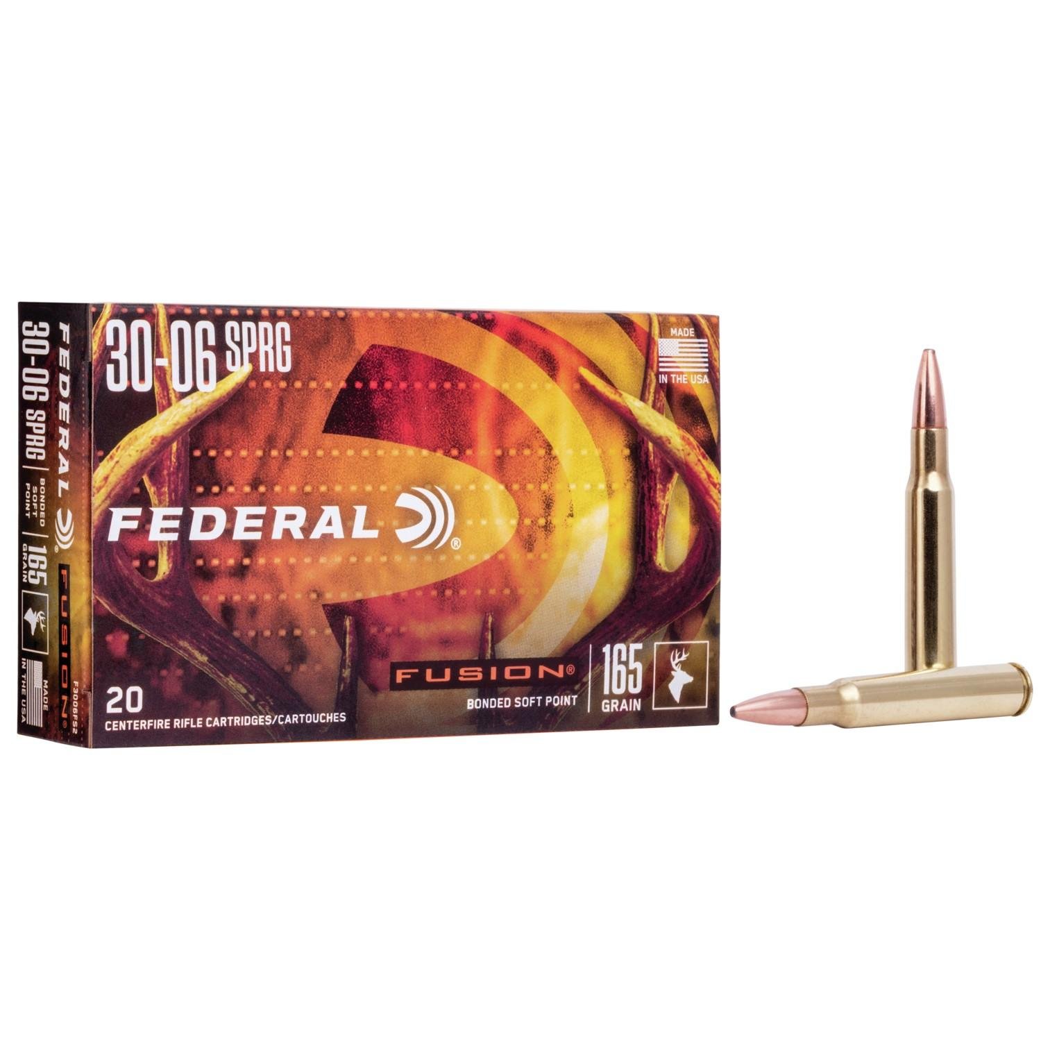Federal F3006FS2 Fusion 30-06 Springfield 165 gr Soft Point Ammo 20/10