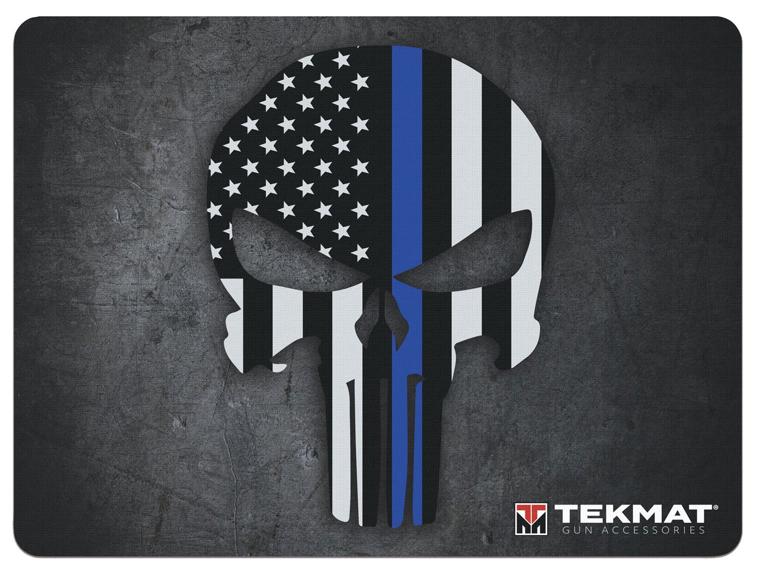 Buy TekMat TEKR20PUNISHER Ultra 20 Cleaning Mat Black/White/Blue Rubber 15"x20" Blue Line Punisher Skull online