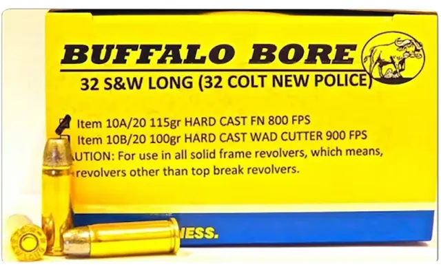 Buffalo Bore 10A20 32 S&W Long 115gr Hard Cast Flat Nose Ammo 20/Box