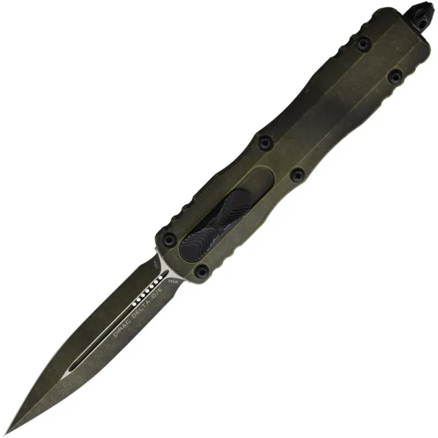 Microtech Dirac Delta 3.79 In Double Edge Weathered Grenade Green Handle - MICROTECH