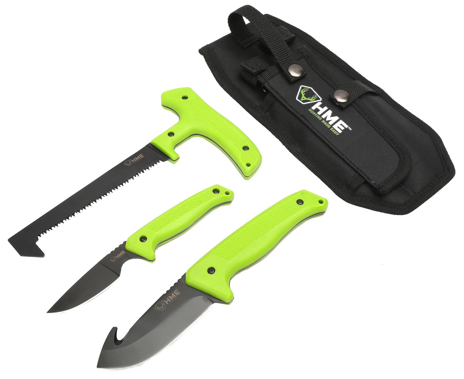 Buy HME KN3PFK 3-Piece Field Kit: 420HC Steel, Black Oxide, Green Handle online