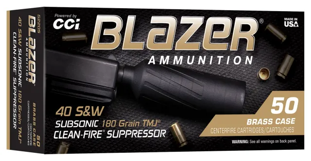 CCI Blazer Brass .40 S&W 180gr TMJ Clean-Fire Suppressor 50rd - CCI Ammunition - 40 S&W