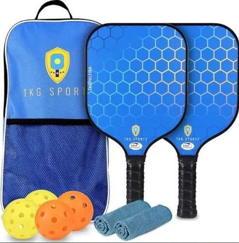 TKG Sports TKGTKGPKLFIBR Fiberglass Pickleball Set Carry - TKG Sports