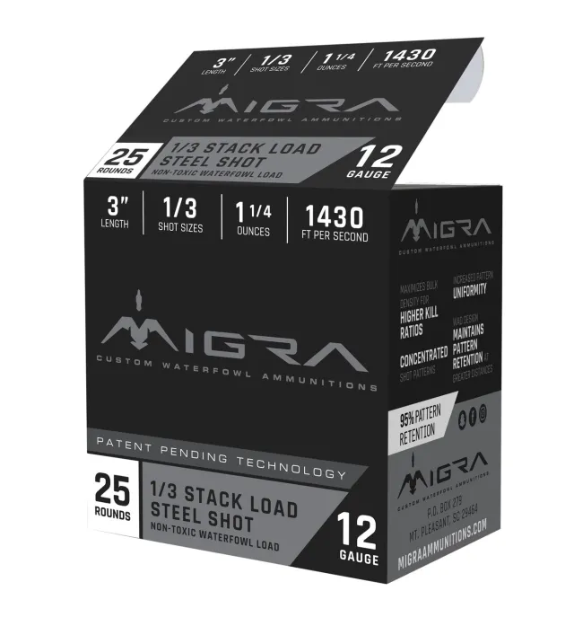 Migra Ammunitions M12S13 12 Gauge 3 in 1 1/4 oz 1/3 Shot 25 Rounds - Migra Ammunitions - 12 Gauge