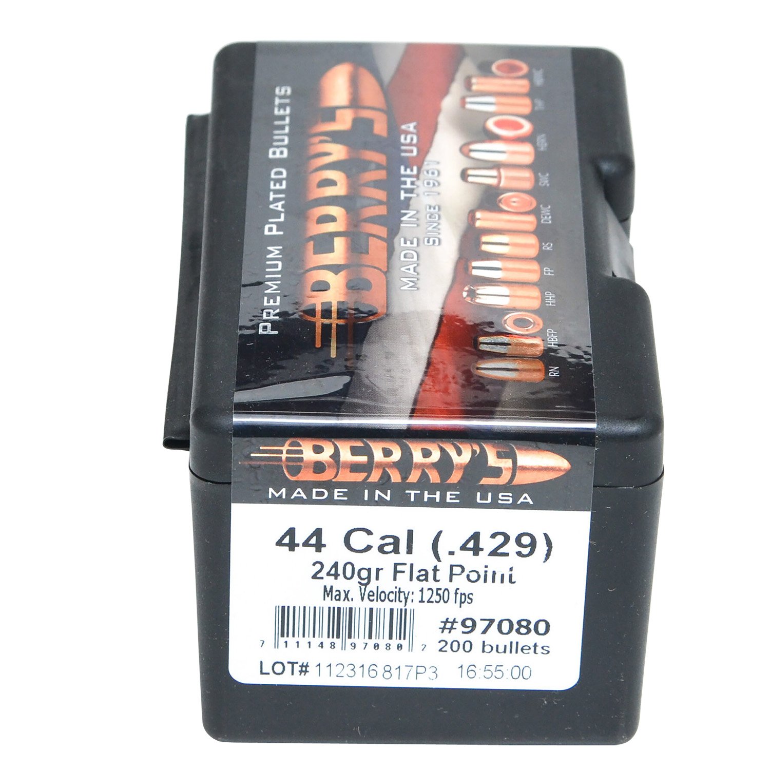 Berry's 97080 .44 Cal 240gr Flat Point Bullets 200/Box - Berry's Mfg - .429