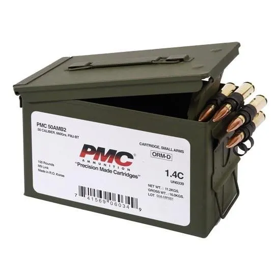 Buy PMC 50A .50 BMG 660gr FMJ-BT Linked Ammo Can 100 Rounds online