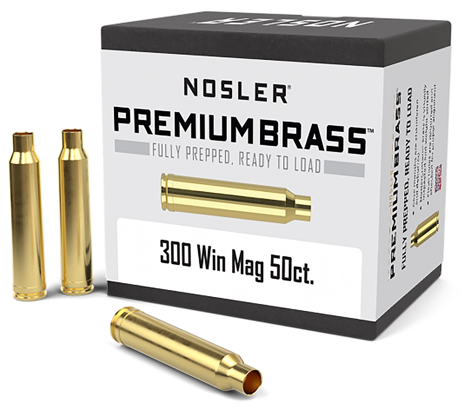 Nosler 10227 Premium Brass Unprimed Cases 300 Win Mag Rifle Brass 50 Per - Nosler - 300 WINMAG