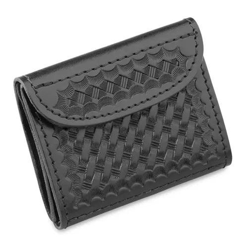 Dutyman Basketweave Leather Glove Case Brown Snap Closure