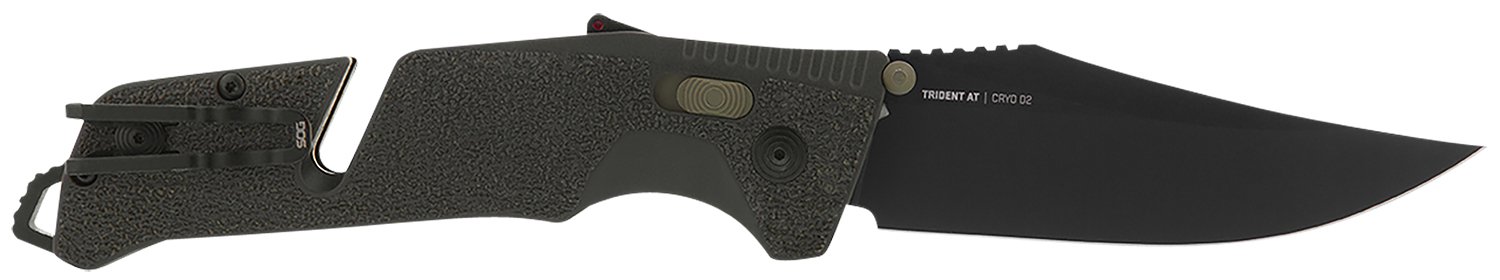SOG SOG11120341 Trident AT 3.7" D2 Steel Folding Knife Olive Drab Handle - SOG