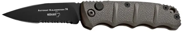 Boker 01KALS96 Kalashnikov 2.52" Drop Point Plain-Serrated Black D2 Ste... - Boker