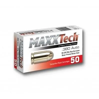 Maxxtech Brass Case Handgun Ammunition .380 ACP 95 gr FMJ 500/ct Case - Grasso Holdings Inc. / Tulammo