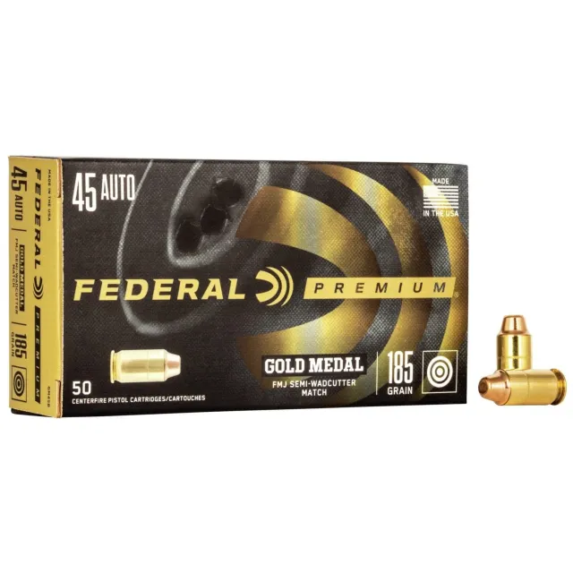 Federal Premium GM45B 45 ACP 185 Grain FMJ-SWC 50 Rounds - Federal Premium Ammunition - 45 ACP