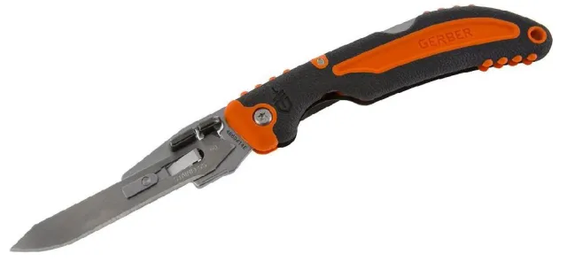 Gerber Vital Knife Pocket Folder - Model 31-002736 - Lightweight Folding Pocket Knife with High Visual Orange Handle and 6 Replacement Blades - Gerber