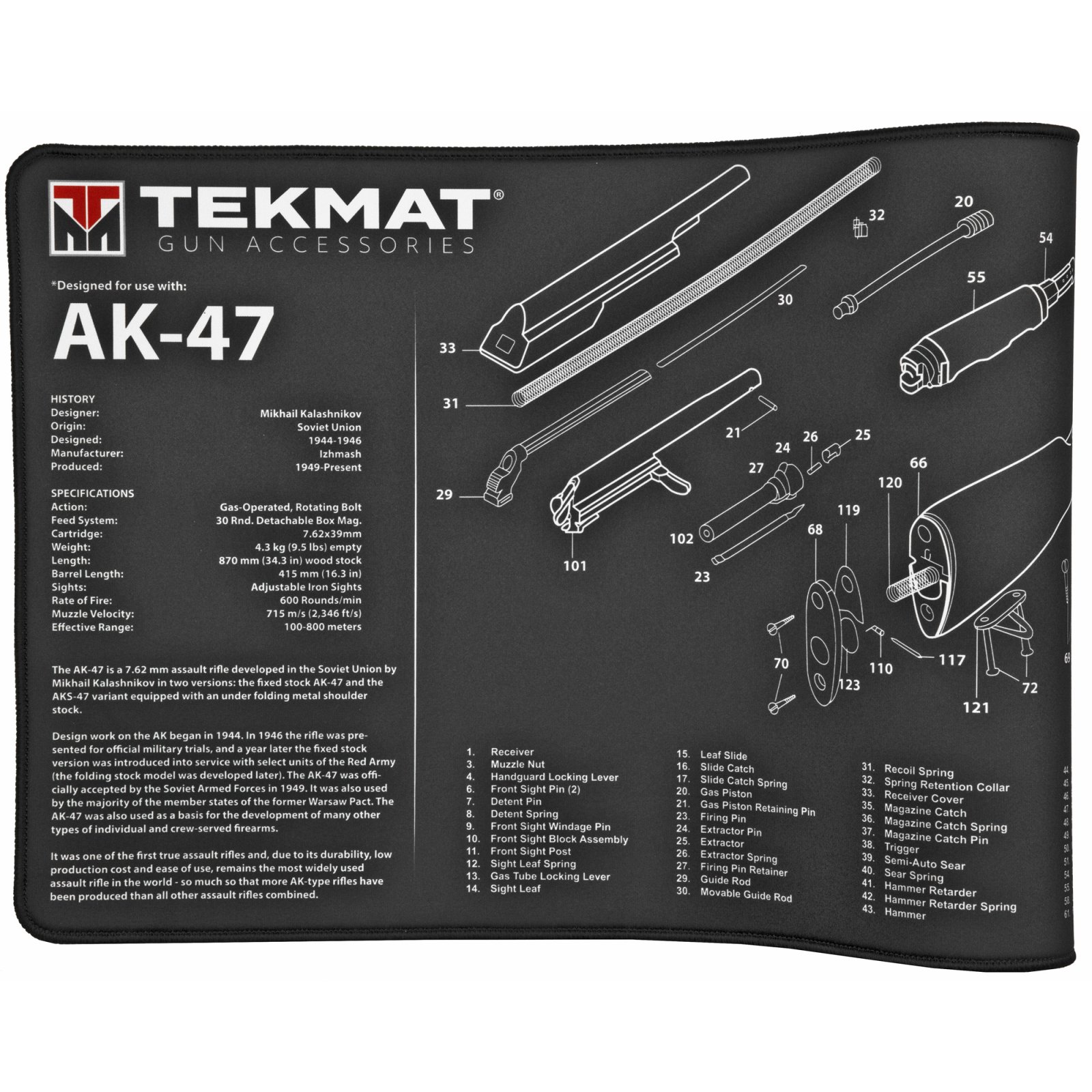 Buy TekMat AK-47 Ultra 44" Gun Cleaning Mat Oil-Resistant Black online