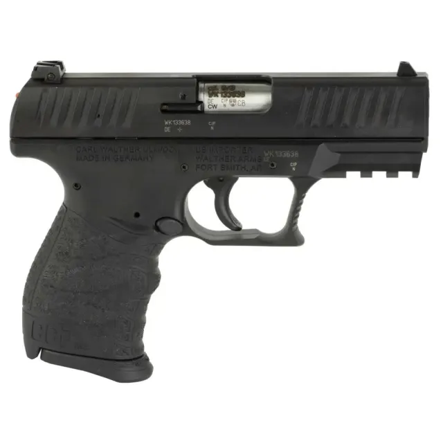 Walther Arms 5083500 CCP M2+ 9mm Luger, 3.54" Barrel, 8-Round Capacity, Easy-to-Rack Slide, Reduced Recoil, Black Cerakote Steel Slide, Polymer Frame, Picatinny Rail