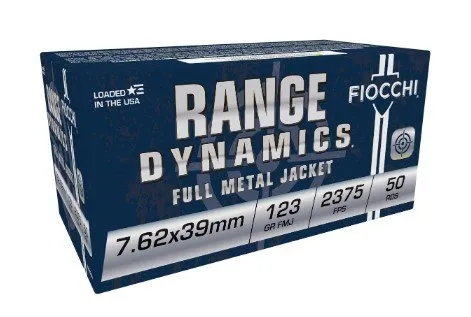 Fiocchi Range Dynamics 7.62x39mm 123gr FMJ Ammo - 50 Rounds Box
