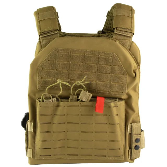 NcStar Laser Cut Plate Carrier 2XL Tan - MOLLE Slots & Kangaroo Pouch CVLCPCL3051T