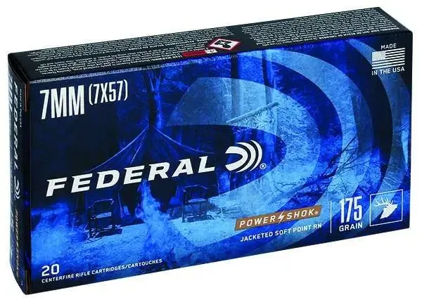 Federal 7A 7mm Mauser 175 Grain Jacketed Soft Point 20 Rounds - Federal Premium Ammunition - 7mm Mauser