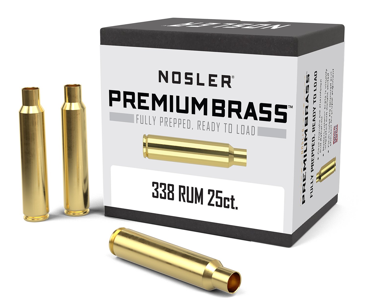 Custom brass brings premium quality cartridge cases bearing the Nosler - Nosler - 338 RUM