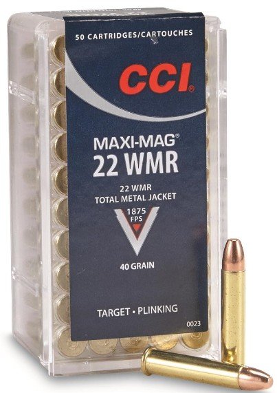 Buy CCI 0023 Maxi-Mag Rimfire 22 WMR 40 gr Total Metal Jacket (TMJ) 50 Per Box/ 40 Cs online