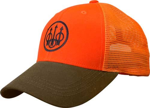 Beretta BC641T15150850 Upland Trucker Cap Blaze Mesh Back Orange/Tobacco - Beretta