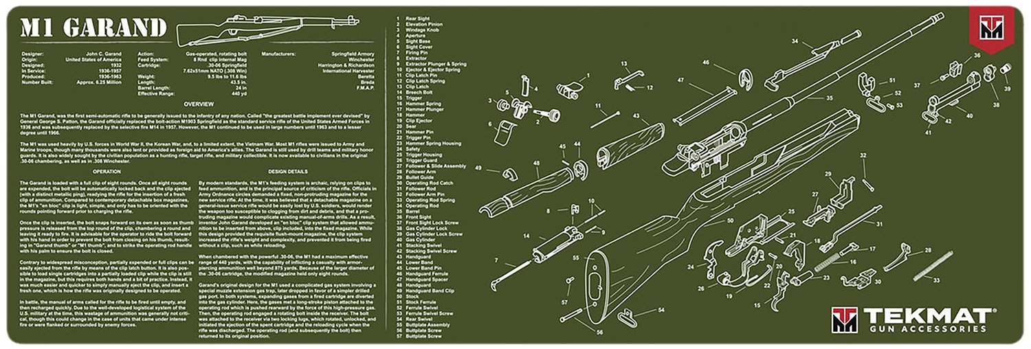 TekMat TEKR36M1GARAND-OD M1 Garand Cleaning Mat OD Green 12"x36" Rubber