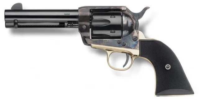Pietta HF9CHBR434NMBP 9mm 4.75" Brass Grip Case Hardened Frame - PIETTA - 9MM for sale at Dahlonega Armory
