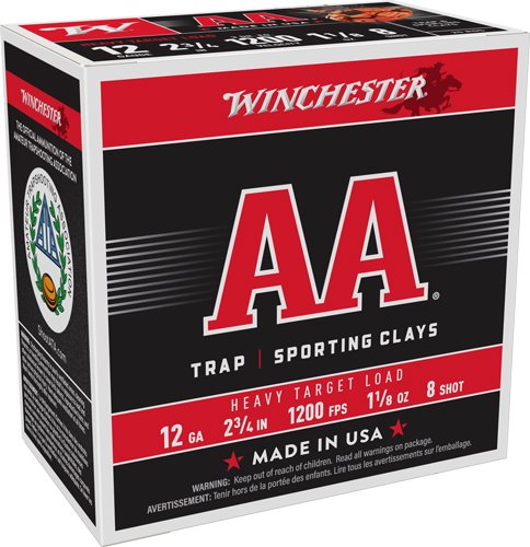 Winchester AA 12GA 2.75" #8 Lead 1.125 oz 1200fps 25 rds - Winchester - 12 Gauge
