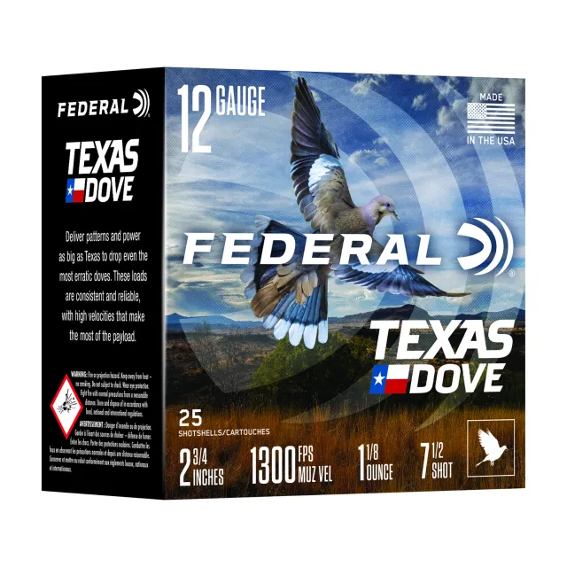 Buy Federal Texas Dove 12 Gauge 2.75" #7.5 1 1/8oz Shot Shell Ammunition Lead online